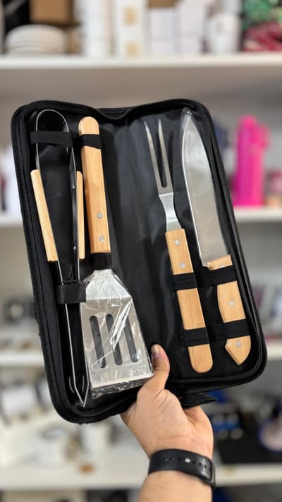 Kit Churrasco 4pçs - Cabo Madeira