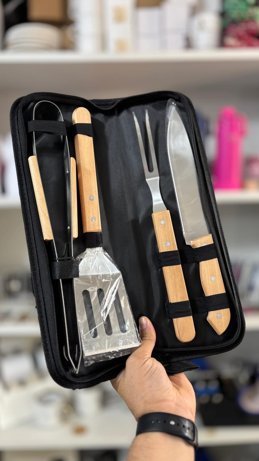 Kit Churrasco 4pçs - Cabo Madeira